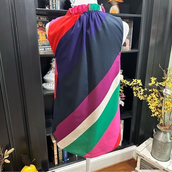 Trina Turk Multi Colored Striped Sleeveless Blouse Size Small - Picture 6 of 10